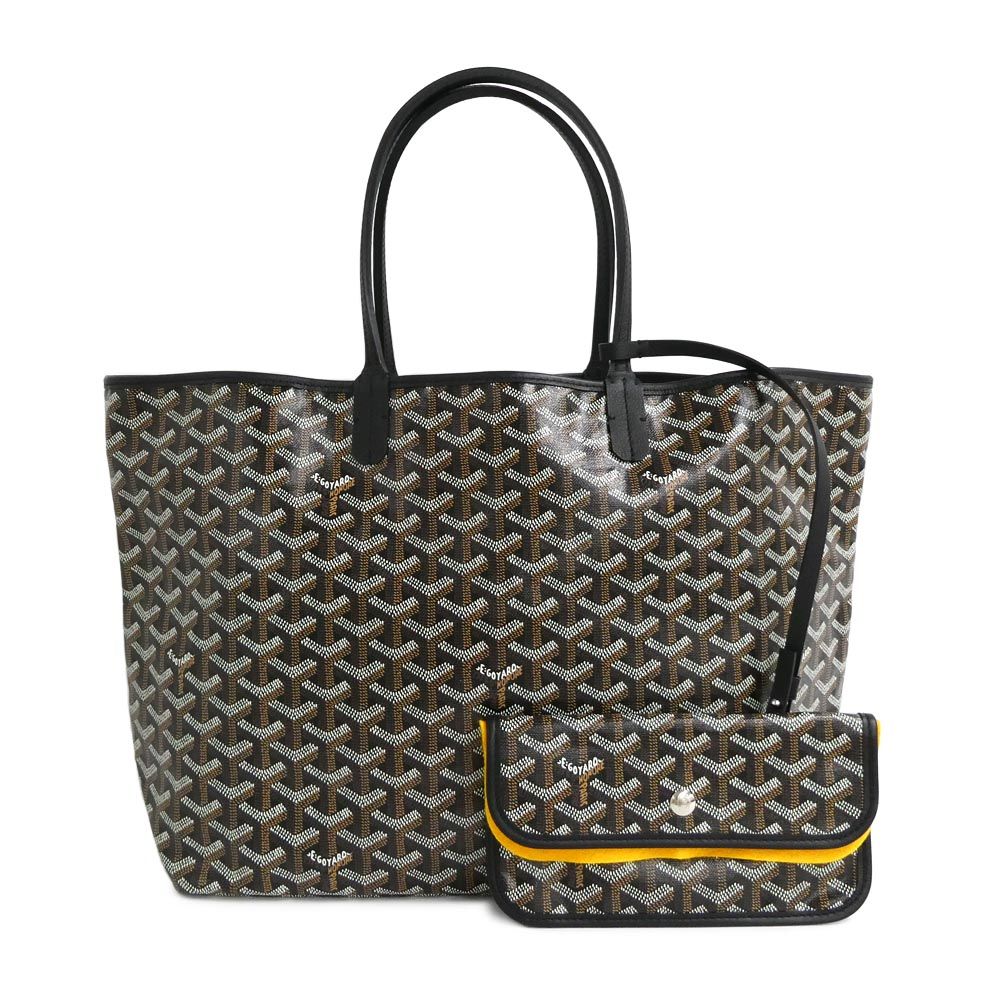 Goyard Saint Louis PM Black Tote Din Canvas Leather with Clip