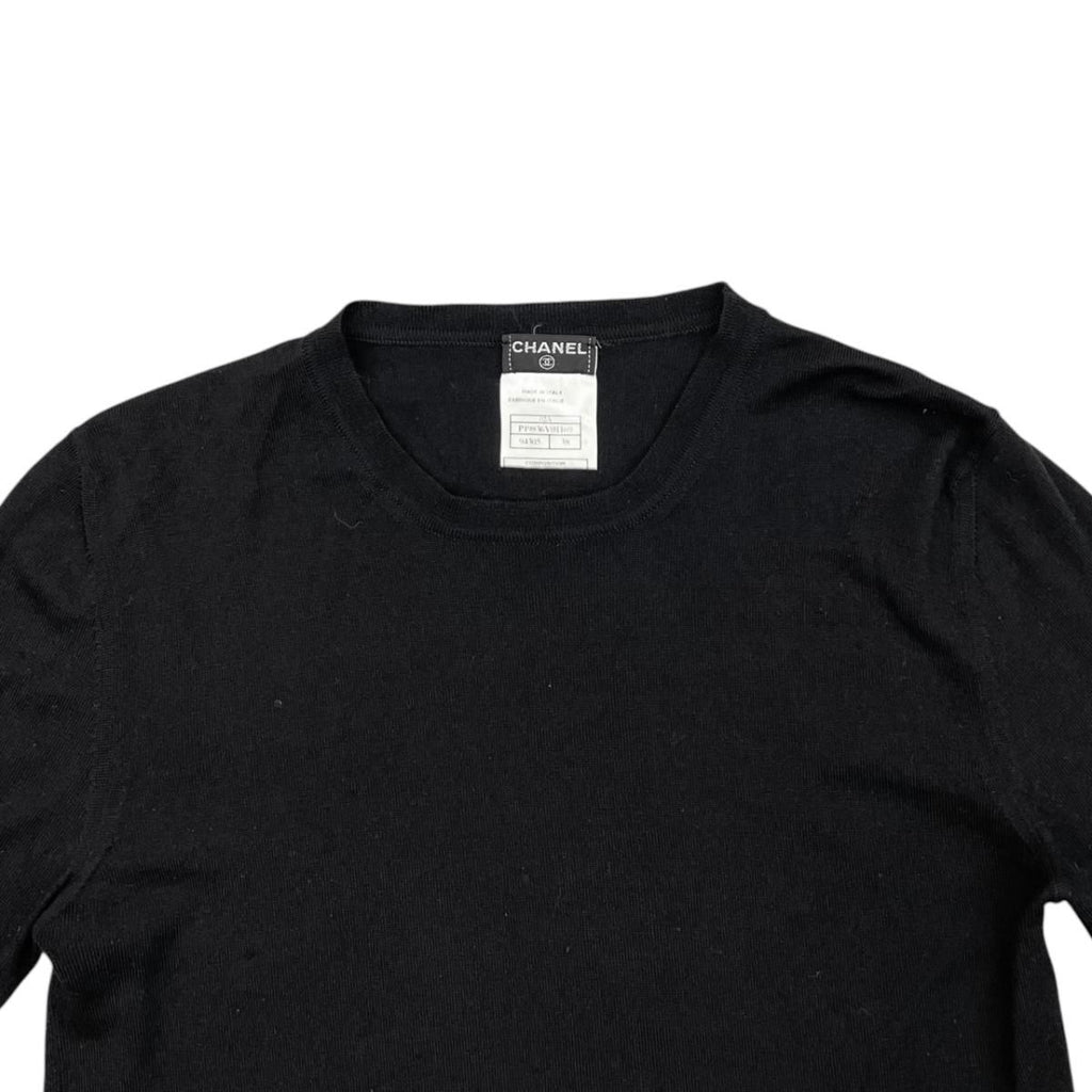 Chanel Sweater CC Logo Knit 38 Wool Cashmere Black — view 3