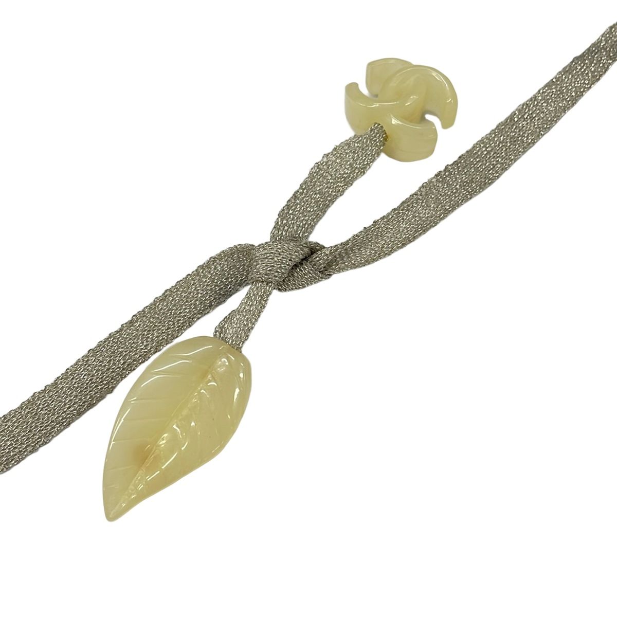 Chanel Choker Camelliacoco Mark Ivory Silver Necklace — view 4
