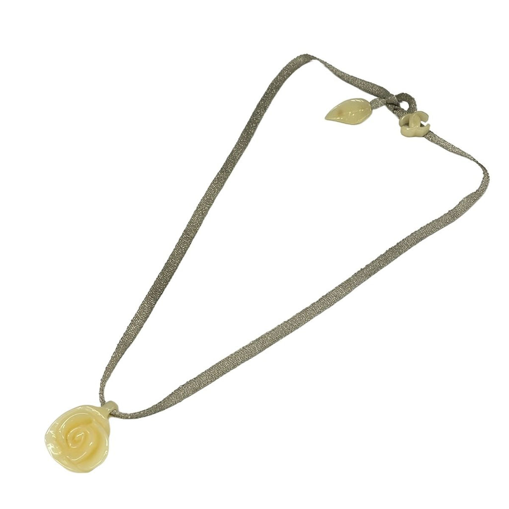 Chanel Choker Camelliacoco Mark Ivory Silver Necklace — view 2