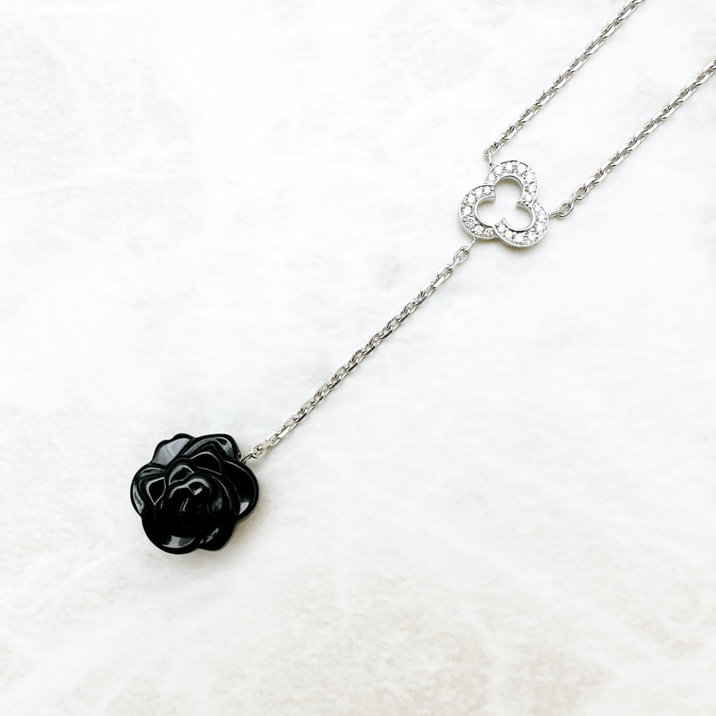 Chanel Camellia Onyx Diamond White Gold Necklace — view 2