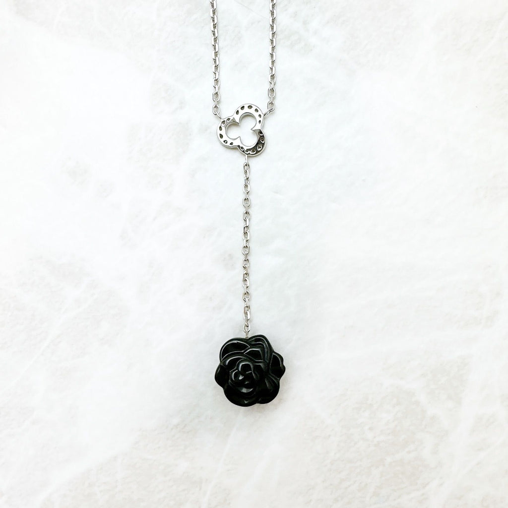 Chanel Camellia Onyx Diamond White Gold Necklace — view 5