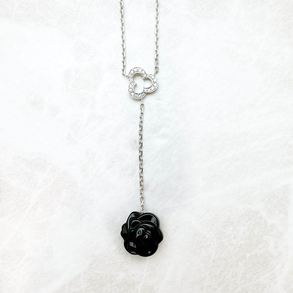 Chanel Camellia Onyx Diamond White Gold Necklace — view 4