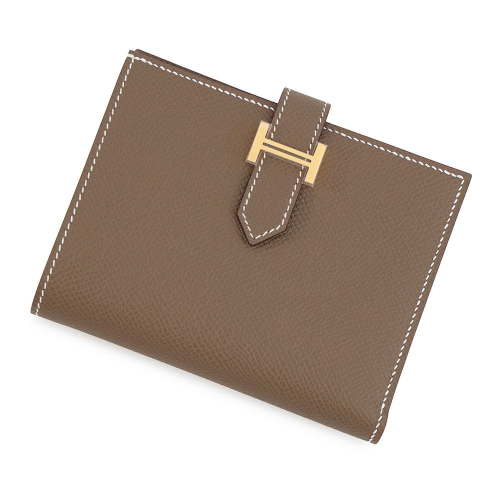 Hermes Bifold Wallet Bearn Compact Etoupe Gold Epsom