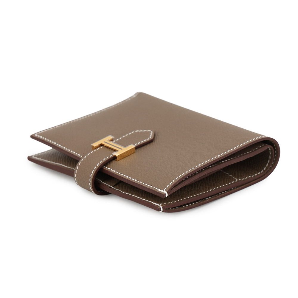 Hermes Bifold Wallet Bearn Compact Etoupe Gold Epsom — view 2