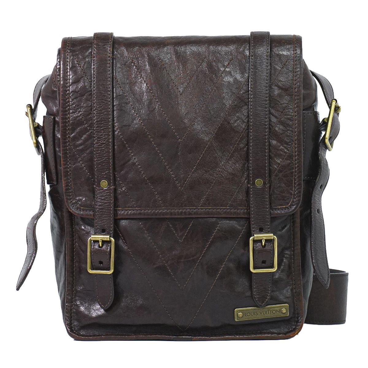 Louis Vuitton LV Cui Leather Shoulder Bag Brown Second