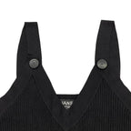 Chanel Sleeveless Dress Rib Knit 38 Viscose CC Logo Button Black — view 8