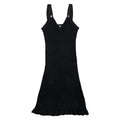 Chanel Sleeveless Dress Rib Knit 38 Viscose CC Logo Button Black