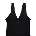 Chanel Sleeveless Dress Rib Knit 38 Viscose CC Logo Button Black — view 5