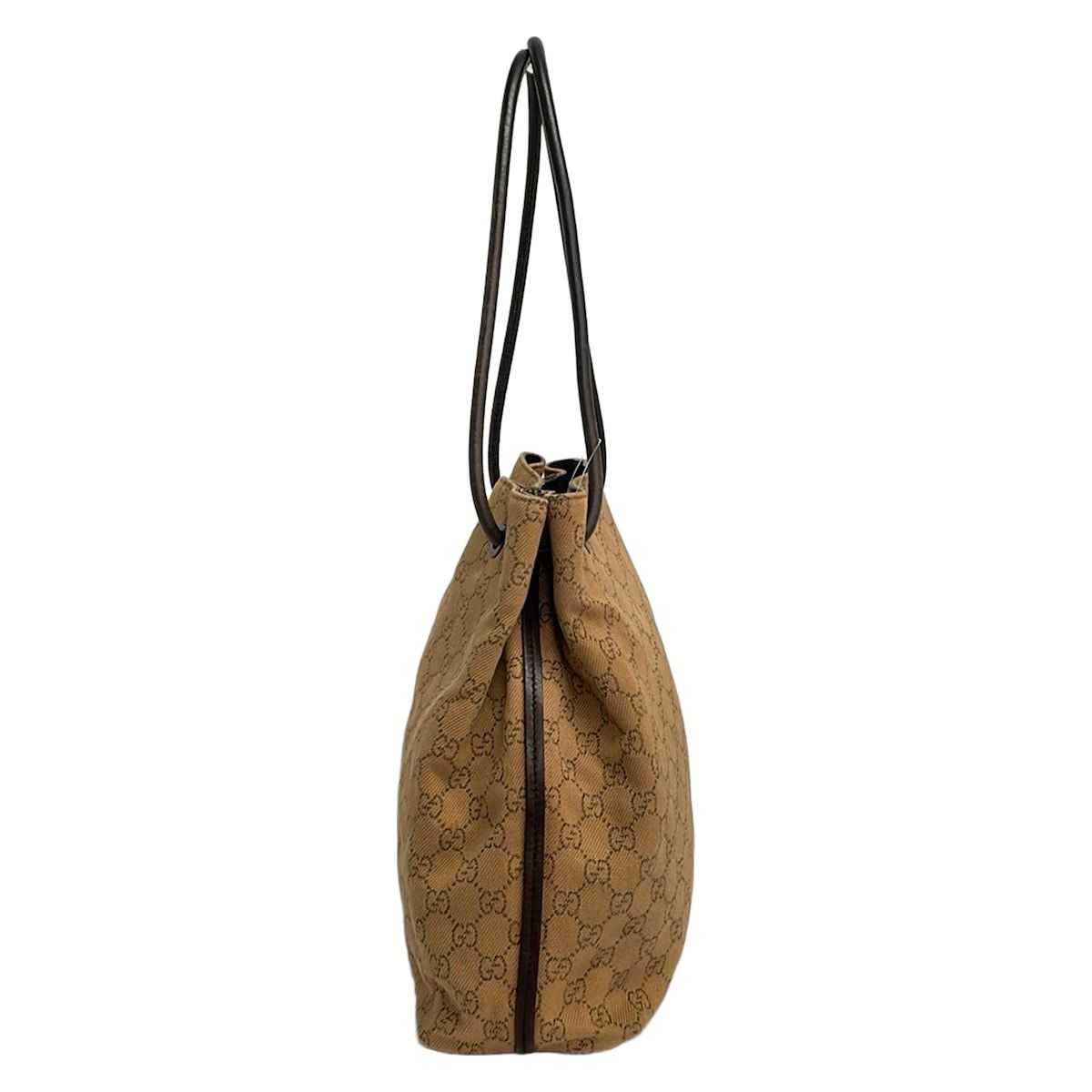 Gucci Tote GG Pattern Light Brown Dark Drawstring Leather — view 4
