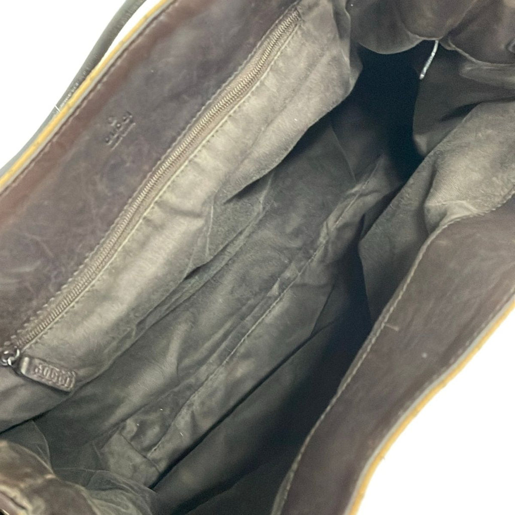 Gucci Tote GG Pattern Light Brown Dark Drawstring Leather — view 7