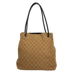 Gucci Tote GG Pattern Light Brown Dark Drawstring Leather