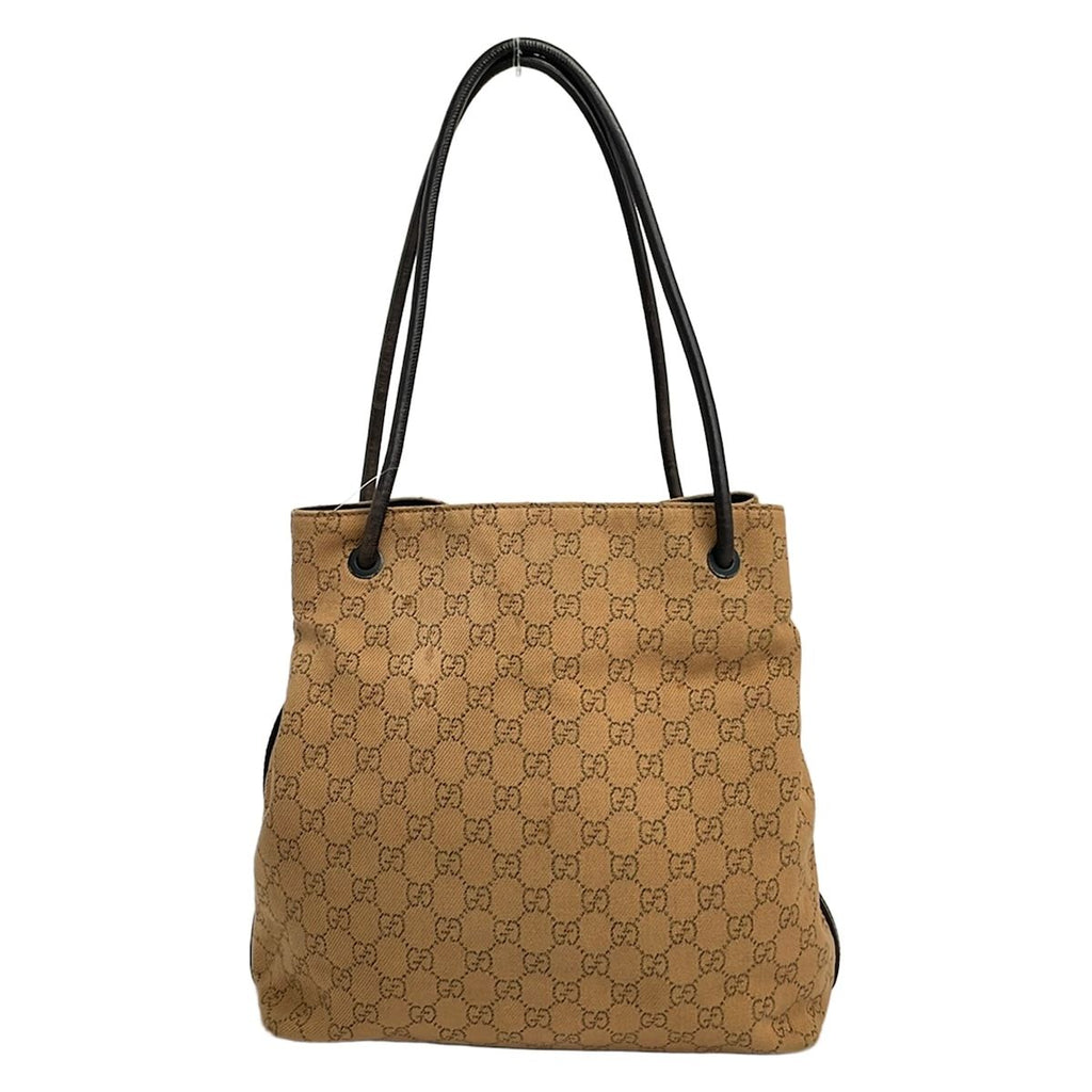 Gucci Tote GG Pattern Light Brown Dark Drawstring Leather — view 3