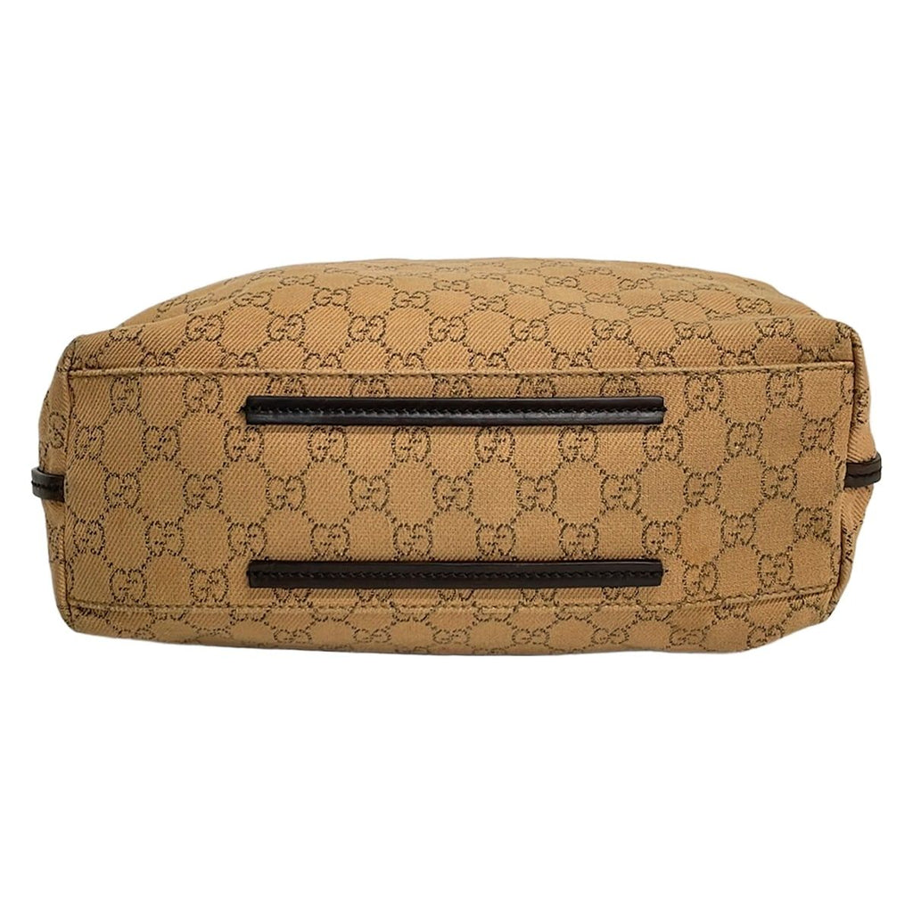 Gucci Tote GG Pattern Light Brown Dark Drawstring Leather — view 5