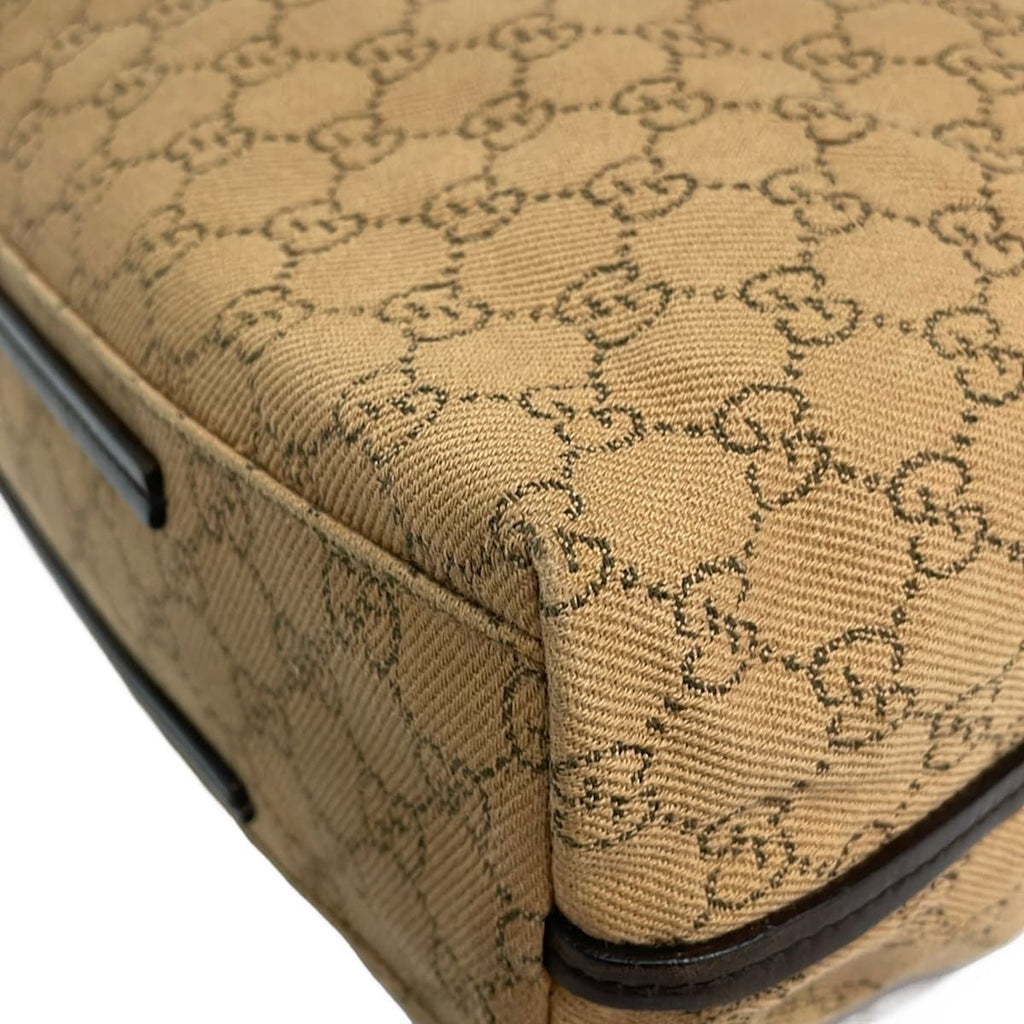 Gucci Tote GG Pattern Light Brown Dark Drawstring Leather — view 6