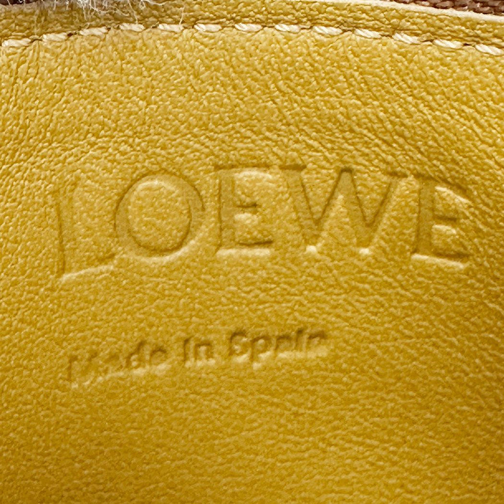 Loewe Wallet Coin Case Anagram Calfskin Brown Yellow Fragment Pouch Mini Logo — view 6
