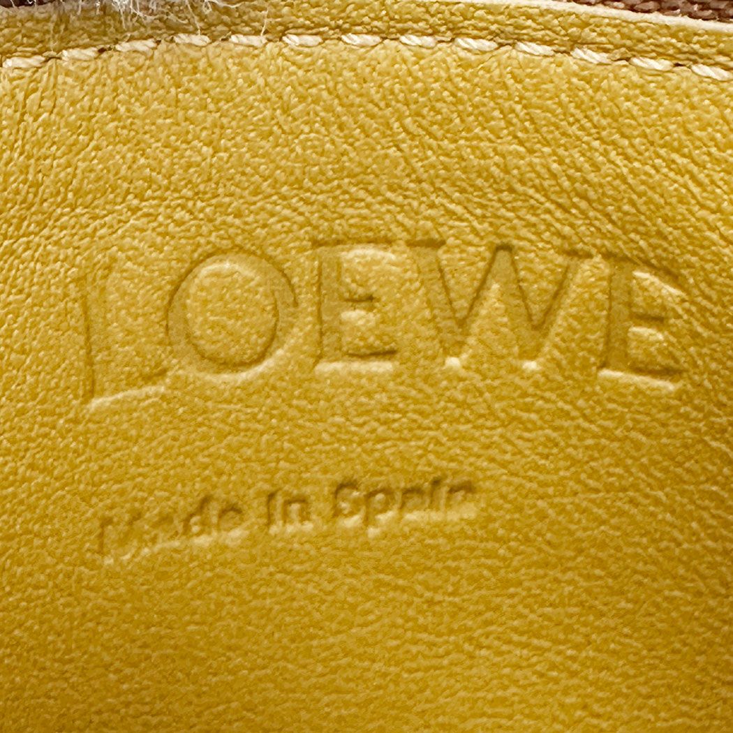 Loewe Wallet Coin Case Anagram Calfskin Brown Yellow Fragment Pouch Mini Logo — view 6