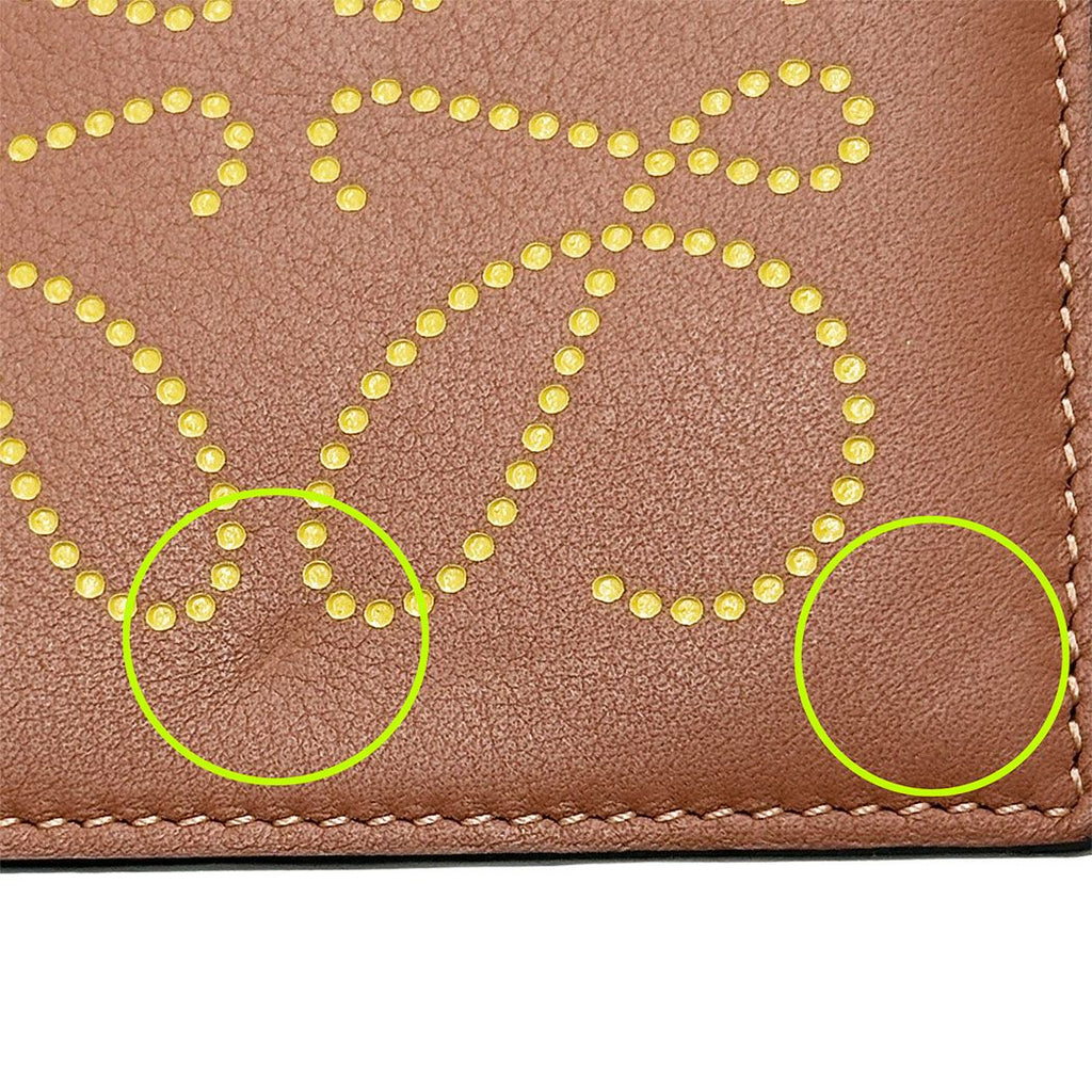 Loewe Wallet Coin Case Anagram Calfskin Brown Yellow Fragment Pouch Mini Logo — view 7