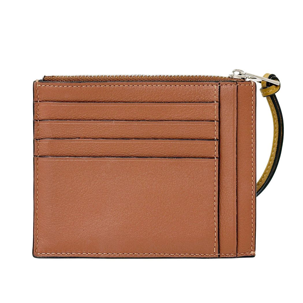 Loewe Wallet Coin Case Anagram Calfskin Brown Yellow Fragment Pouch Mini Logo — view 2