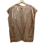 Hermes Sleeveless Top 38 M Pink Beige White Multi V-neck Silk Pattern — view 2