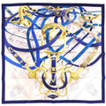 Hermes Carre 90 Cavalcodour Voltigeur do 07 Silk Royalblue Scarf Blue