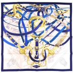 Hermes Carre 90 Cavalcodour Voltigeur do 07 Silk Royalblue Scarf Blue