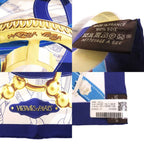 Hermes Carre 90 Cavalcodour Voltigeur do 07 Silk Royalblue Scarf Blue — view 3