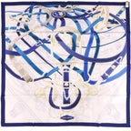 Hermes Carre 90 Cavalcodour Voltigeur do 07 Silk Royalblue Scarf Blue — view 2