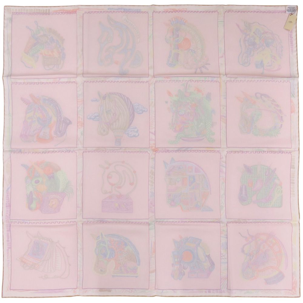 Hermes Carre 90 Schvaloscope Neon Chevaloscope Scarf Silk Pink — view 2