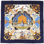 Hermes Carre 90 Orgauphone Pipe Organ and Mechanical Instruments Silk Navy Scarf