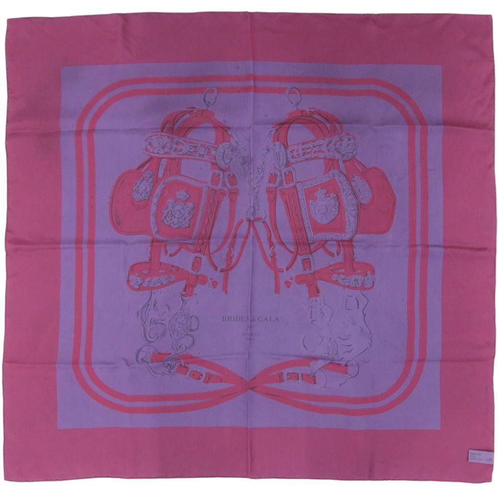 Hermes Carre 90 Brides de Gala Brid Silk Purple Scarf