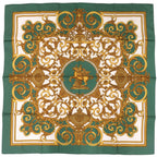 Hermes Carre Tuileries Chuiroulis Park Silk Green Scarf