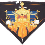 Hermes Carre Triangle la Reale Silk Cashmere Black Scarf — view 4