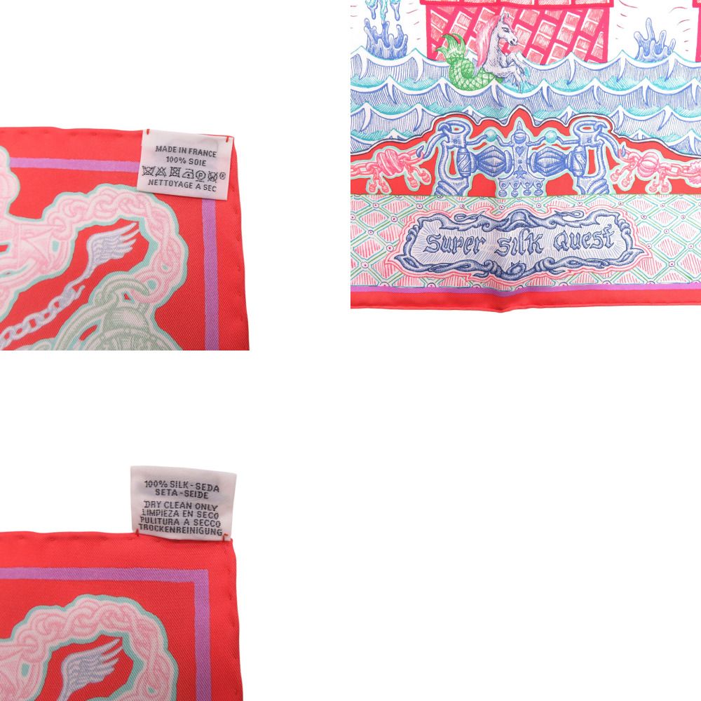 Hermes Carre 90 Super Silk Quest Red Scarf — view 4