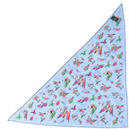 Prada Triangle Print Silk Scarf Light Blue — view 3