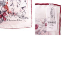 Dior Flower Print Silk White Red Scarf — view 4