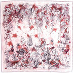 Dior Flower Print Silk White Red Scarf