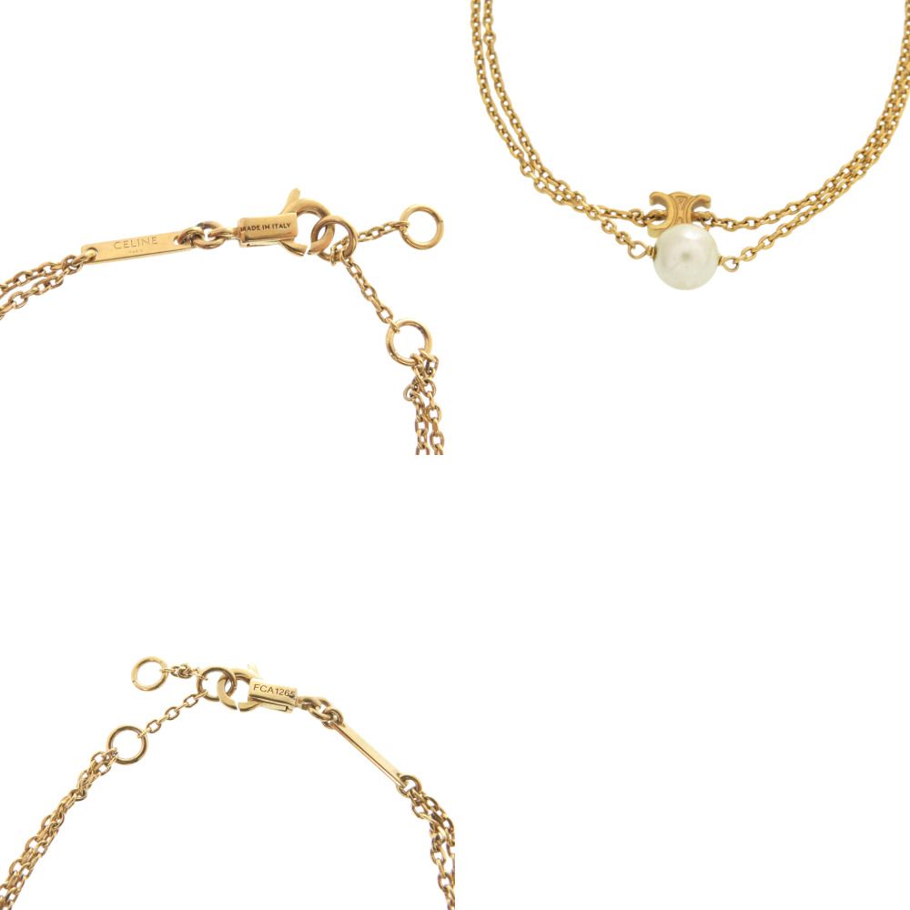 Celine Triomphe Pearl Metal Faux Gold Bracelet — view 4