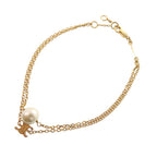 Celine Triomphe Pearl Metal Faux Gold Bracelet — view 3