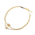 Celine Triomphe Pearl Metal Faux Gold Bracelet