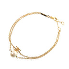 Celine Triomphe Pearl Metal Faux Gold Bracelet