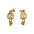 Louis Vuitton Logo Chain Metal Gold Earrings