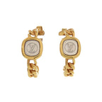 Louis Vuitton Logo Chain Metal Gold Earrings