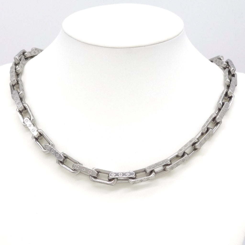 Louis Vuitton Necklace Chain Monogram Silver Color Metal Length 54.5