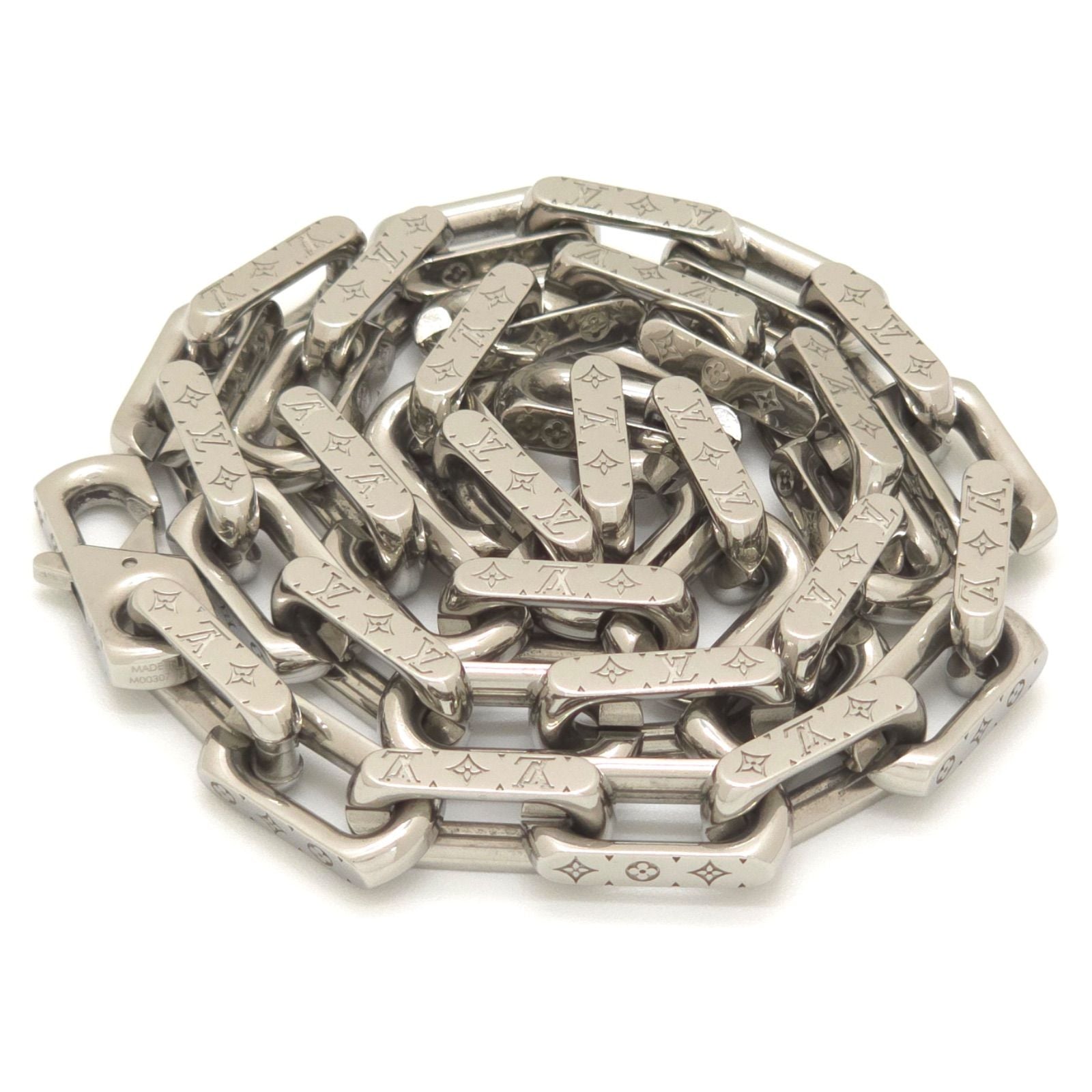 Louis Vuitton Necklace Chain Monogram Silver Color Metal Length 54.5 — view 5