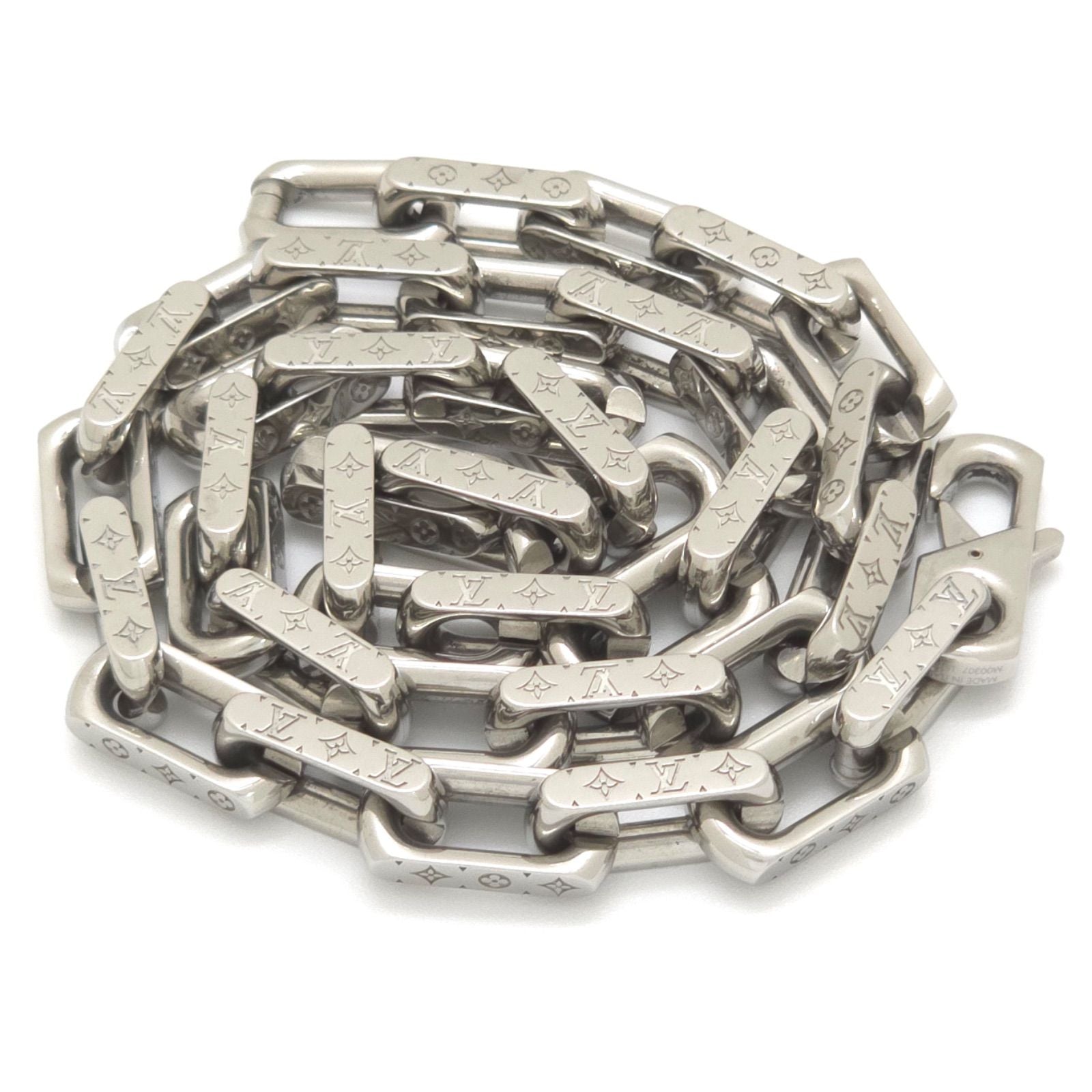 Louis Vuitton Necklace Chain Monogram Silver Color Metal Length 54.5 — view 4