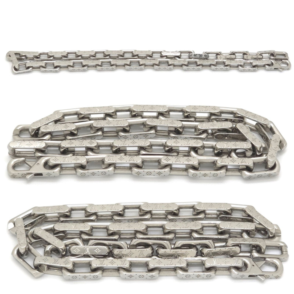 Louis Vuitton Necklace Chain Monogram Silver Color Metal Length 54.5 — view 3
