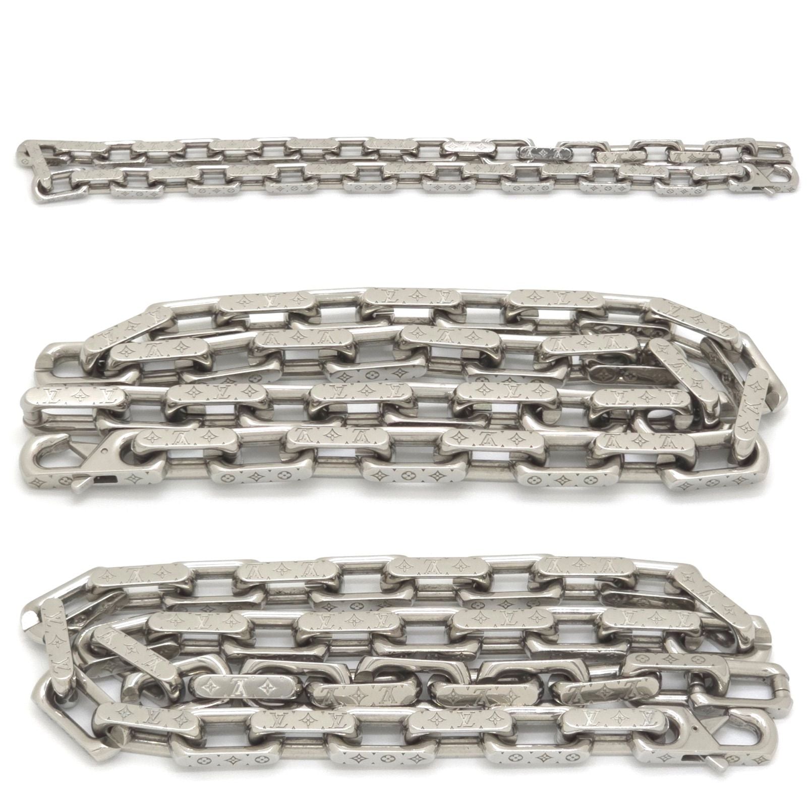 Louis Vuitton Necklace Chain Monogram Silver Color Metal Length 54.5 — view 3