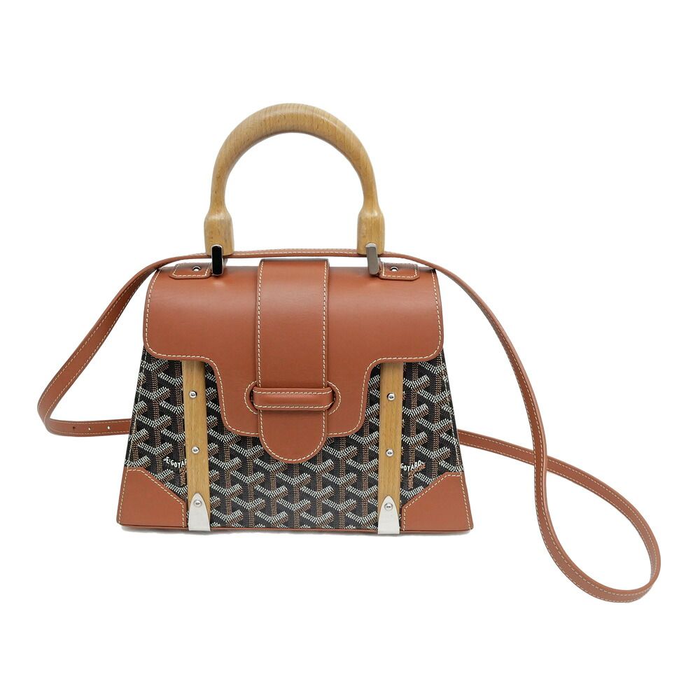 Goyard Saigon PM Brown Leather Handbag — view 5