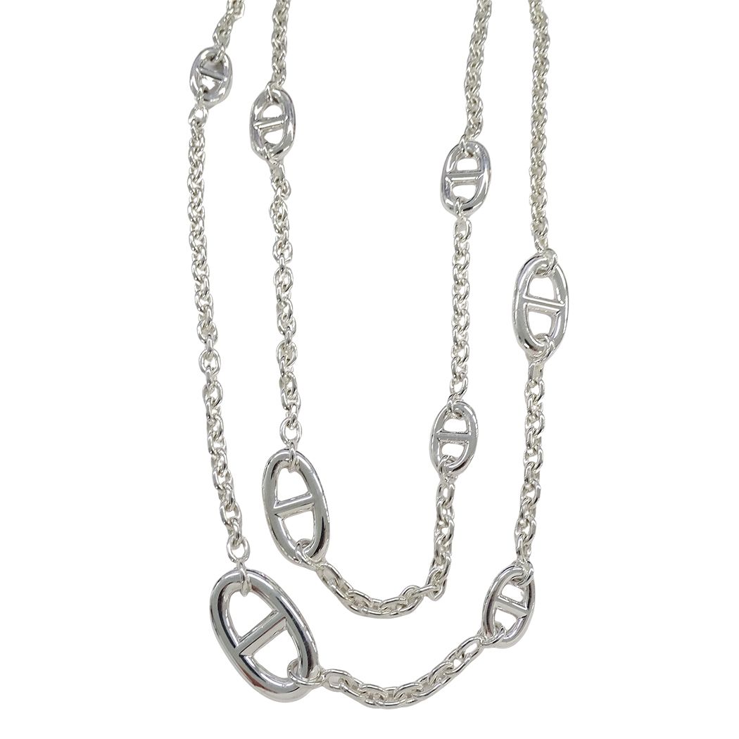 Hermes Necklace Chaine D'ancre Farandole 80 Silver Long Polished — view 3